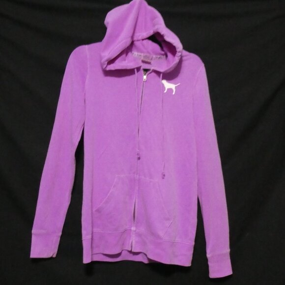 PINK - VICTORIA'S SECRET | small | Love Pink Zip-Up Hooded Sweatshirt / Hoodie - Picture 1 of 16